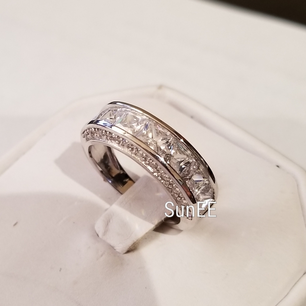 NEW REAL 925 HIS HERS WEDDING BAND RING SET - Picture 3 of 5